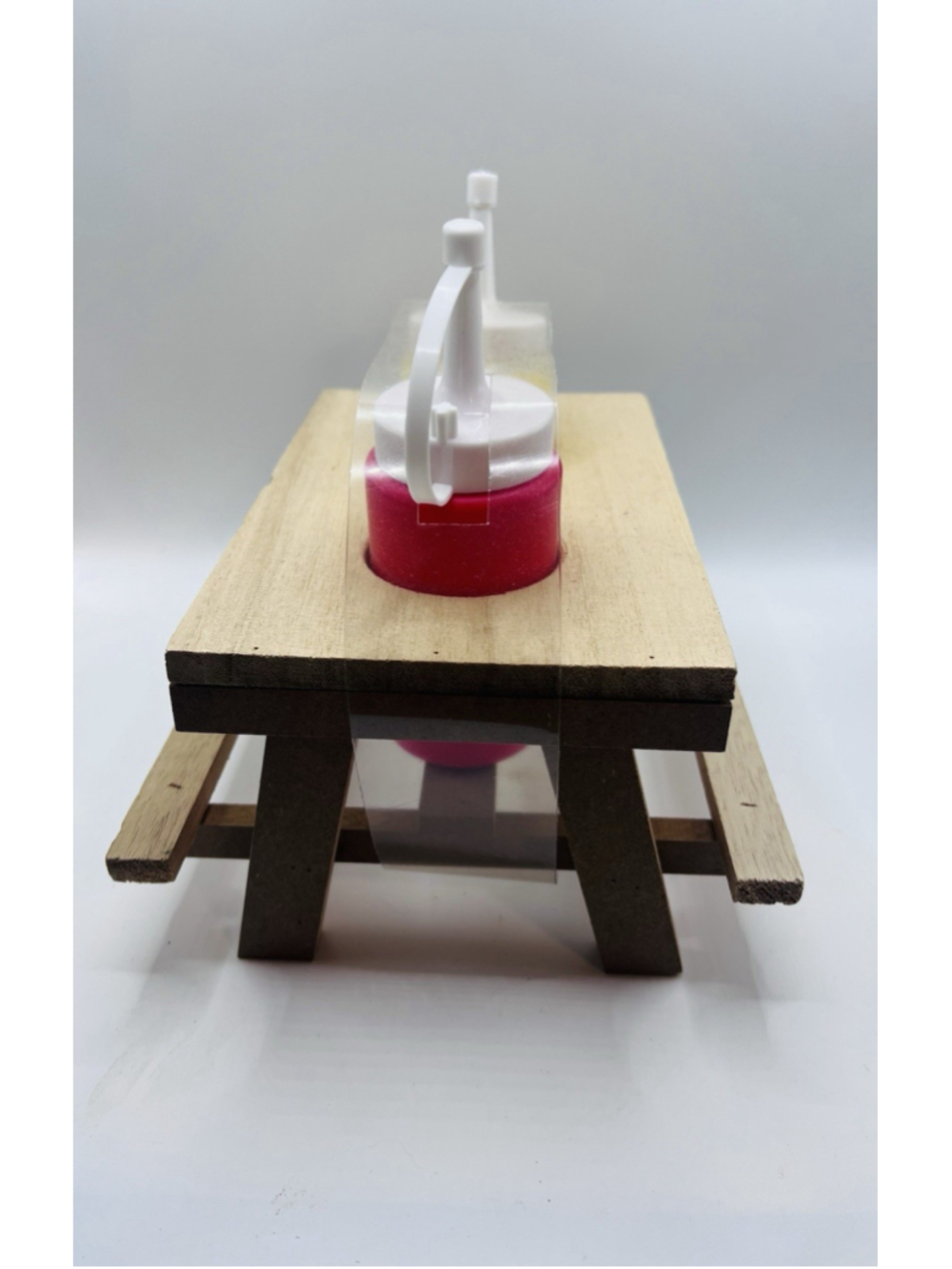 Vintage Ketchup Mustard Picnic Table Wood Condiment Holder Barbecue Cookout NEW - Picture 3 of 5